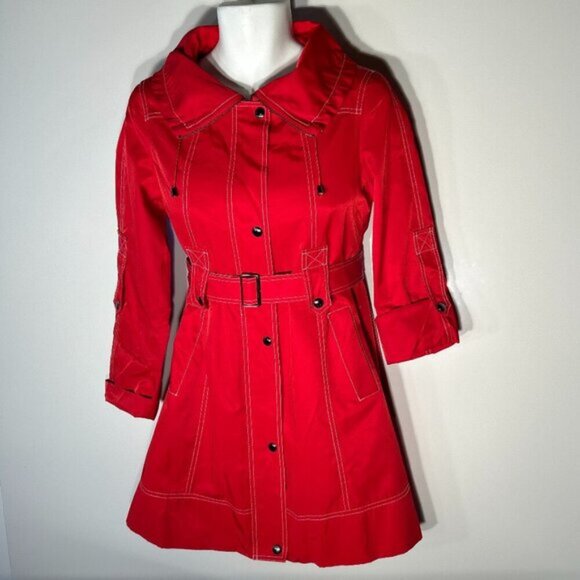 Guess Vintage SZ M Red Waterproof Coat Closet Staple 90's Travel Retro Timeless - Picture 2 of 9
